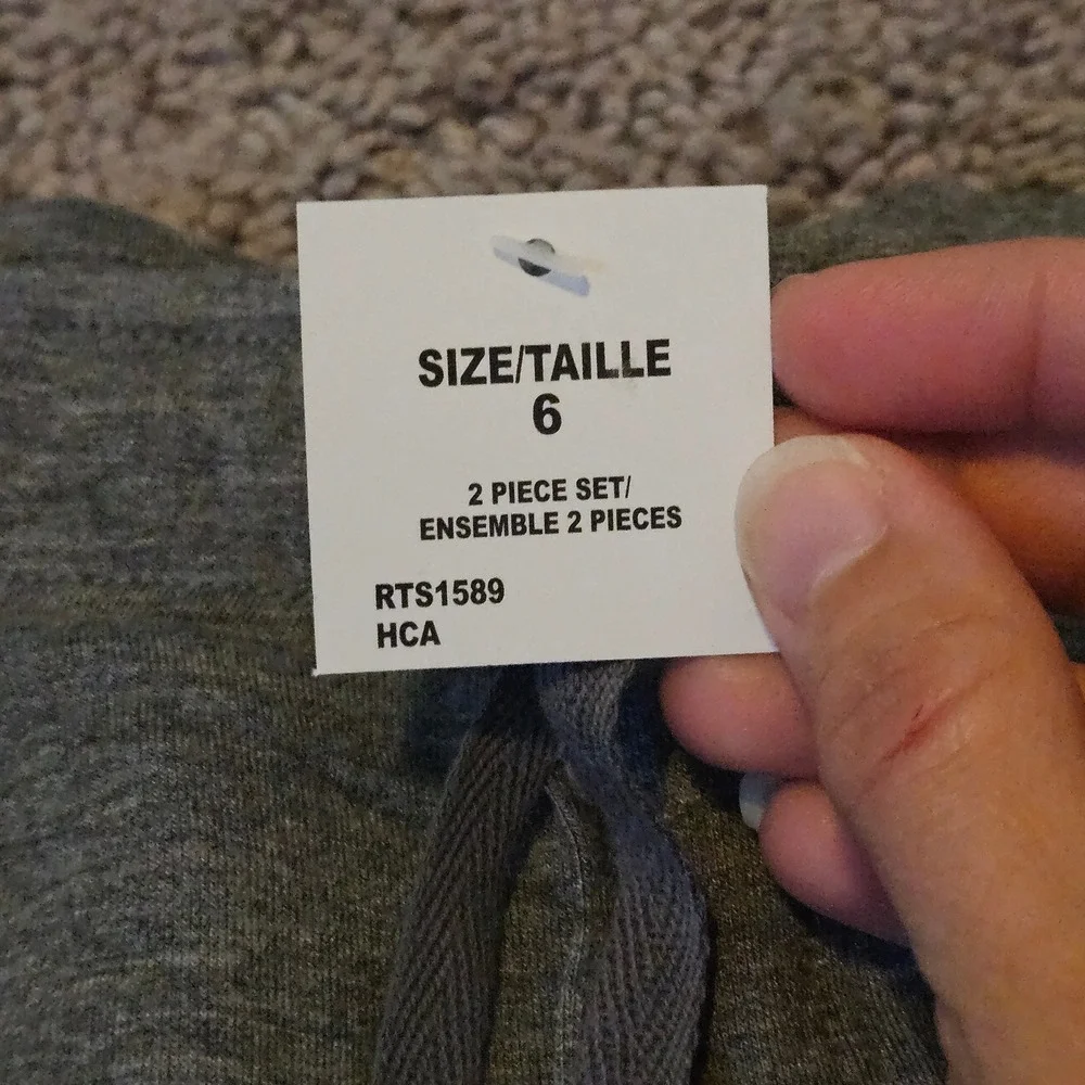 Splendid 2-Piece Flannel Jogger‎ Set Kids Size 6 Charcoal Cream NEW Plaid Shirt